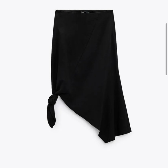 🖤 ZARA BOHO BLACK ASYMMETRICAL SIDE TIE HIGH WAIST MIDI SKIRT! - Picture 13 of 13